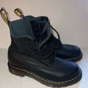 Dr. Martens Black Leather Boots with Gray Interior